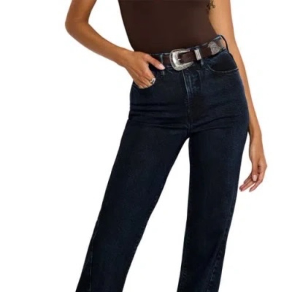 GOOD CLASSIC SLIM STRAIGHT JEANS With Split Front in Distressed Black